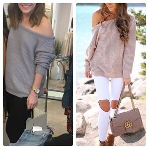 Missguided grey off the shoulder woven sweater